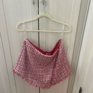NWT: Lovers + Friends Pink and White Mini Skirt